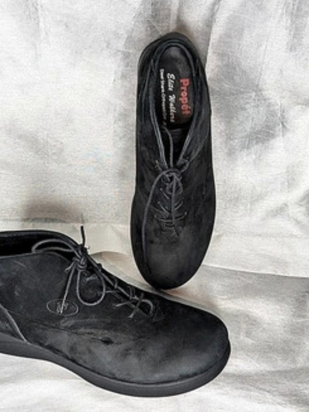 Propét Womens Black Leather Chukka Ankle Boots Lace Up Round Toe US 9